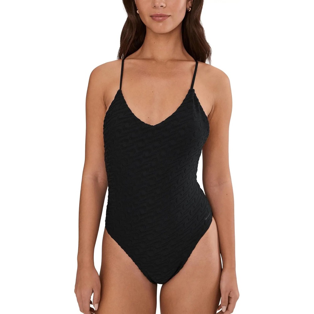 Nike Swoosh Link Terry Y-Back One-Piece Swimsuit Women's XL Sporty Summer Pool